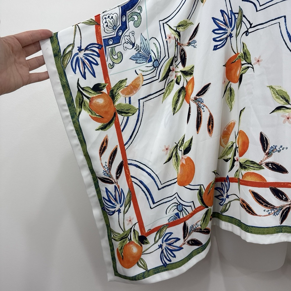 Chicos Island Oranges Poncho OS NWT Fruit AOP Mediterranean Resort Euro Summer - Picture 10 of 13
